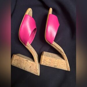 SCHUTZ Fuchsia Cork Platform Sandals